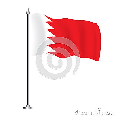 Bahrain Flag. Isolated Wave Flag of Bahrain Country Stock Photo
