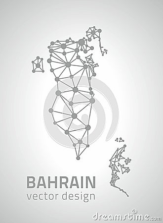Bahrain vector dot grey outline triangle perspective modern map Vector Illustration