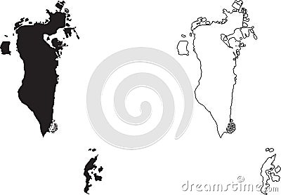 Bahrain Map. Black silhouette country map isolated on white background. Black outline on white background. Vector based Vector Illustration