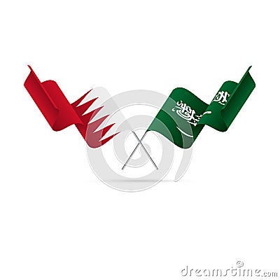 Bahrain and Saudi Arabia flags. Vector illustration. Vector Illustration