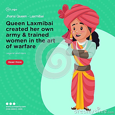 Banner design of queen of jhansi laxmibai Cartoon Illustration