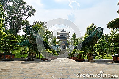 Bai Dinh Pagoda - The biggiest temple complex in Vietnam in Trang An, Ninh Binh Stock Photo