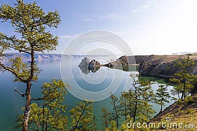 Cape Burkhan on lake Baikal Stock Photo