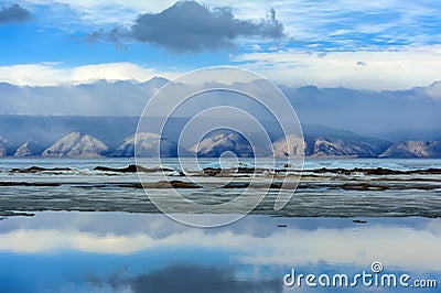 Baikal Lake in the May ice drift. Stock Photo