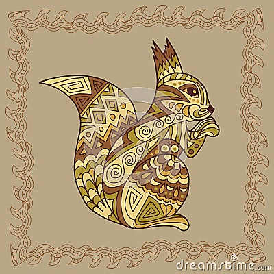 Baikal squirrel illustration in doodle style. Vector Illustration