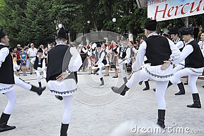 Baile Herculane 3rd July: Folk International Festival Hercules in Central Park from Baile Herculane Resort in Romania Editorial Stock Photo