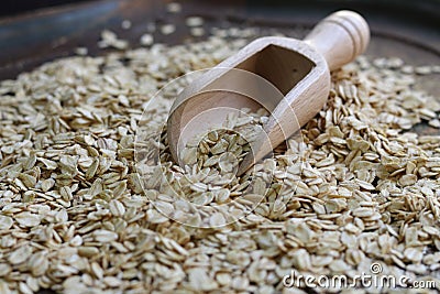 Bailer with oats flakes Stock Photo