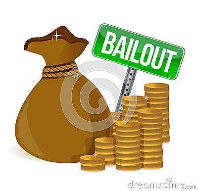 Bailout. Money bag sign Cartoon Illustration