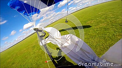 Bailout. Parachuting requires courage and professionalism. Flying with a parachute. The sky without borders. Stock Photo
