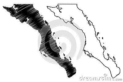 Baja California Sur map vector Vector Illustration