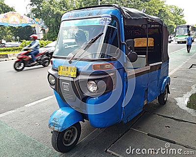 Bajaj brand 3-wheeled public transportation. Editorial Stock Photo