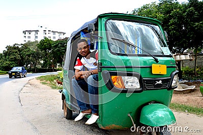Bajaj Driver in Tanzania Editorial Stock Photo