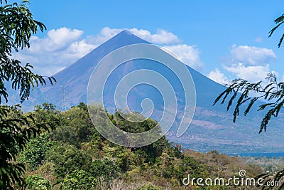 Bajawa - Distant view on Volcano Inierie Stock Photo