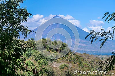 Bajawa - Distant view on Volcano Inierie Stock Photo