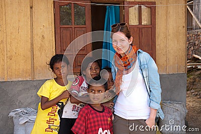 BAJAWA, FLORES - INDONESIA - CIRCA JULY 2013: Humanitarian worker Editorial Stock Photo