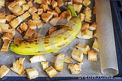 bake banana crackers with banana. Fitness and healthy Stock Photo