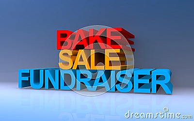 Bake sale fundraiser on blue Stock Photo