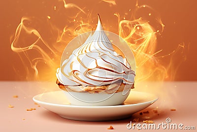 Baked Alaska tasty dessert background Stock Photo