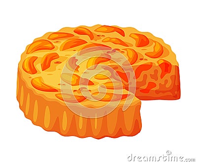 Baked Apricot Pie Made from Pastry Dough with Sweet Fruit Filling Vector Illustration Vector Illustration