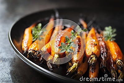 Baked Baby Carrots with Thyme Stock Photo