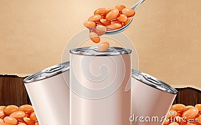 Baked beans blank tin Vector Illustration