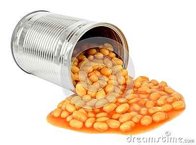 Baked Beans Pouring Out Of Can Stock Photo