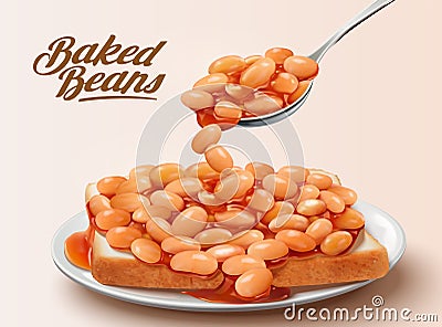 Baked beans on toast Cartoon Illustration