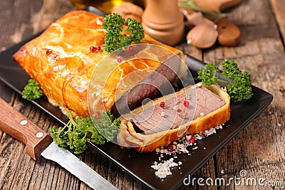 baked beef with dough Stock Photo