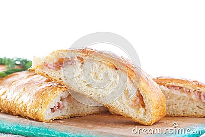 Baked bread stuffed with cheese Stock Photo