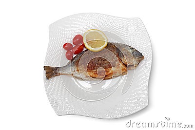 Baked bream fish with clipping path Stock Photo