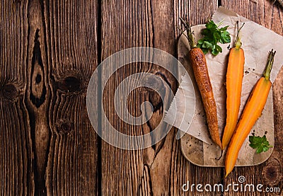 Baked Carrots (close-up shot) Stock Photo