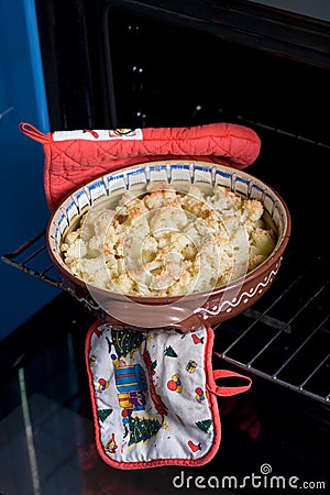 Baked cauliflower with parmesan Stock Photo