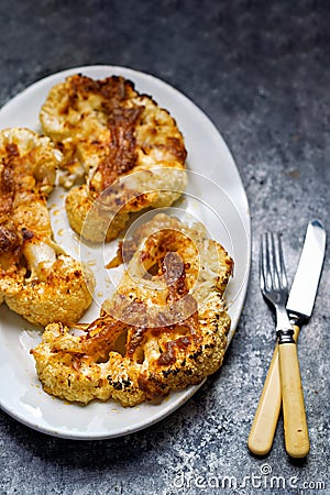 baked cauliflower steak Stock Photo