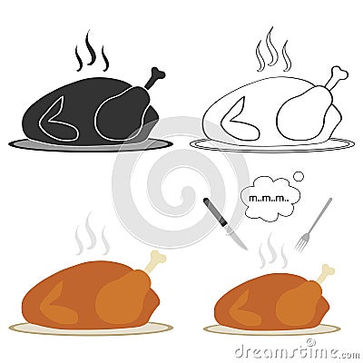 Baked chicken Cartoon Illustration