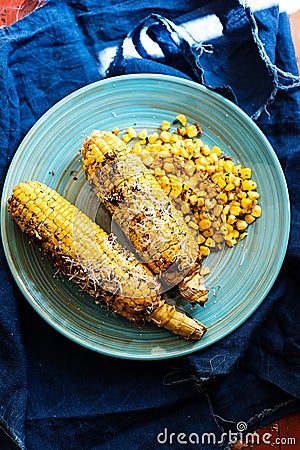 Baked corn with herbs and smoked paprika Stock Photo