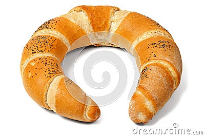 Baked crescent on white Stock Photo