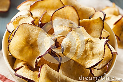 Baked Dehydrated Apples Chips Stock Photo