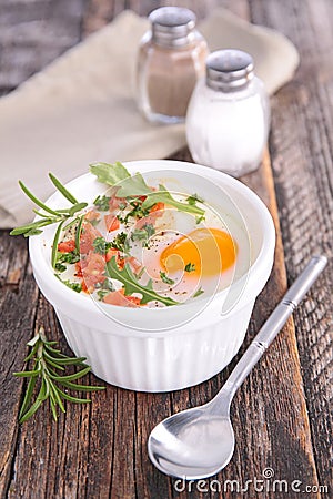 Baked egg and cream Stock Photo