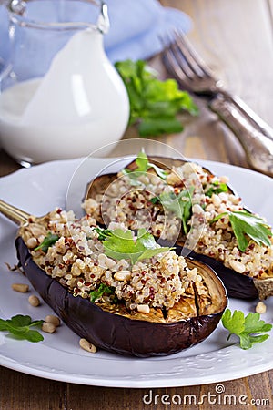 Baked eggplant with quinoa Stock Photo