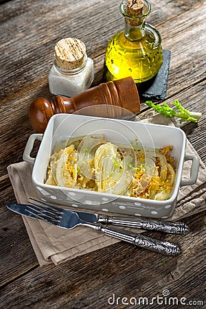 Baked Fennel with Parmesan Stock Photo