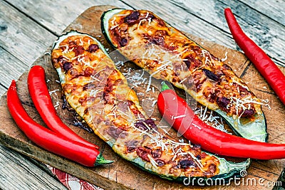 Baked Filled Zucchini Stock Photo