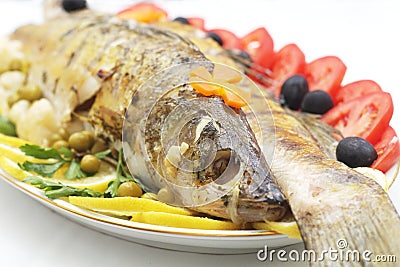 Baked fish Stock Photo