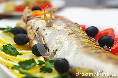 Baked fish Stock Photo