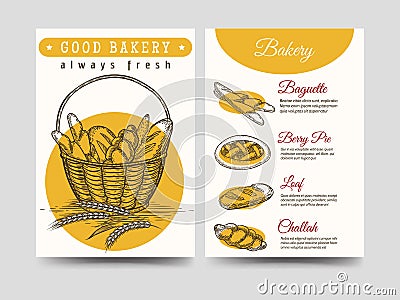 Baked goods brochure flyer template Vector Illustration