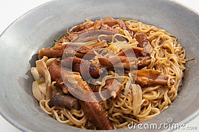 Baked goose webs with noodles Stock Photo