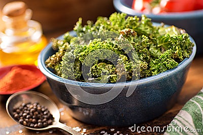 Baked Kale Chips Stock Photo