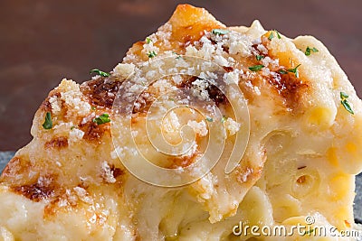 Baked macaroni and cheese Stock Photo