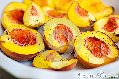 Baked peaches Stock Photo