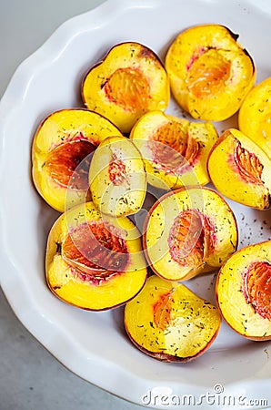 Baked peaches Stock Photo