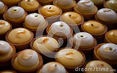 Baked Petite Pastry Custards Stock Photo